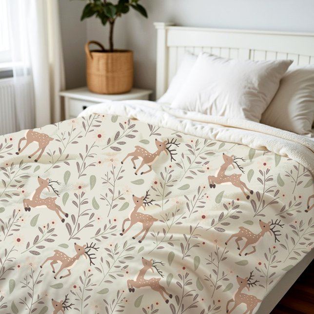 Cobertor De Velo Bela Cerradeira Cerradeira Caipira Sala Sage Verde (Cute Deer Woodland Kids Room Sage Green Fleece Blanket)