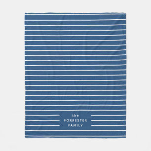 Cobertor De Velo Bela família branca azul de listras simples