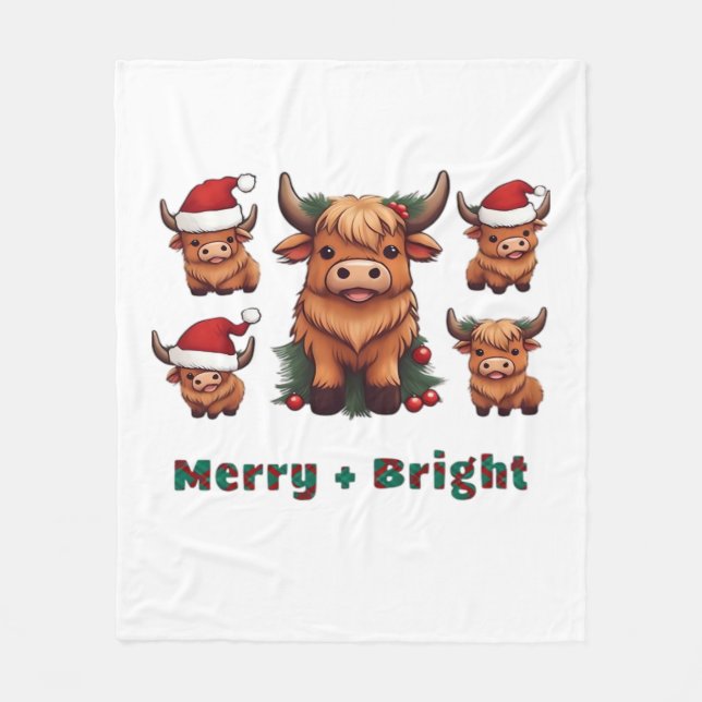 Cobertor De Velo Bela Feliz de Natal e Brito da Vaca Highland, esco (Frente)