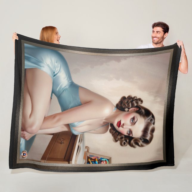 Cobertor De Velo Bela Menina Elegante Em Cabelo Azul Satin (In Situ)