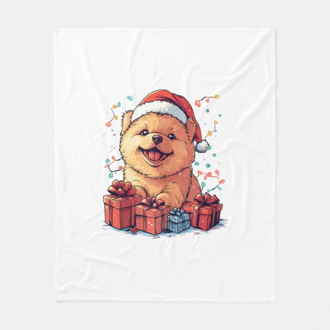Cobertor De Velo Bela Vaca Santa Hat Engraçado Cachorro de Natal (Frente)