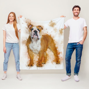 Cobertor De Velo Beleza Bulldog Art Watercolor Bulldog Presente