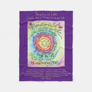 Cobertor De Velo Beleza na vida Cancer Poem Chemo Fleece Blankets