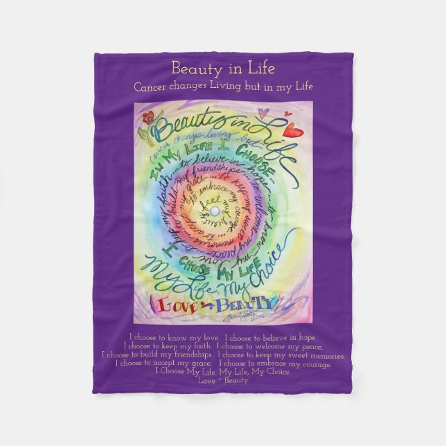 Cobertor De Velo Beleza na vida Cancer Poem Chemo Fleece Blankets (Frente)