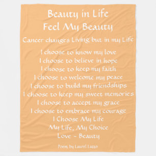 Cobertor De Velo Beleza na vida Cancer Poem Fleece Chemo Blanket