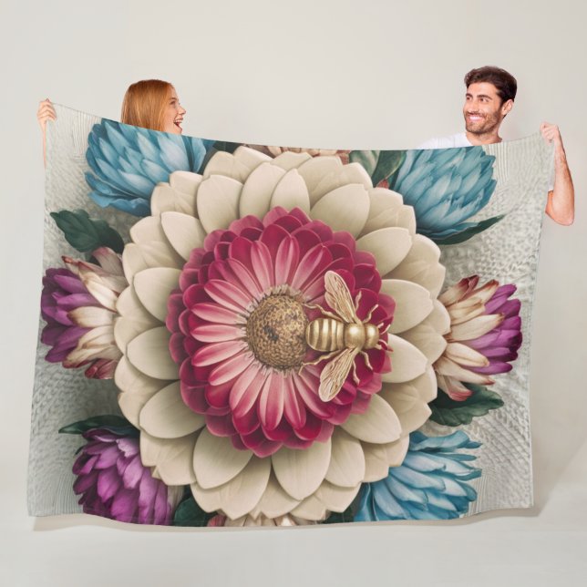 Cobertor De Velo Belga Floral Elegance Fleece Blanket (In Situ)