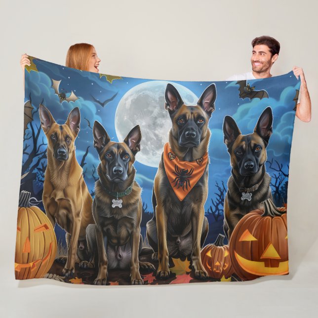 Cobertor De Velo Belgian Malinoi Halloween Assustador (In Situ)