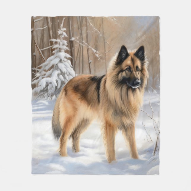 Cobertor De Velo Belgian Tervuren Deixe Nevar Natal  (Frente)