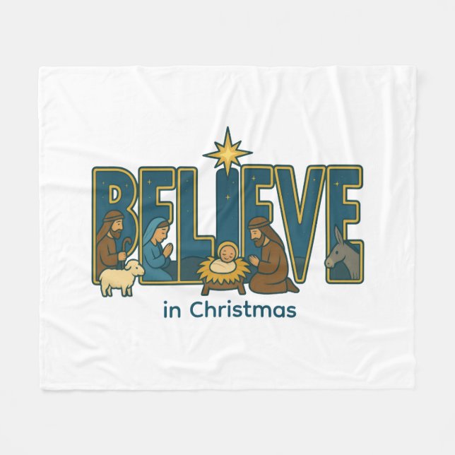 Cobertor De Velo Believe nativity  (Frente (Horizontal))