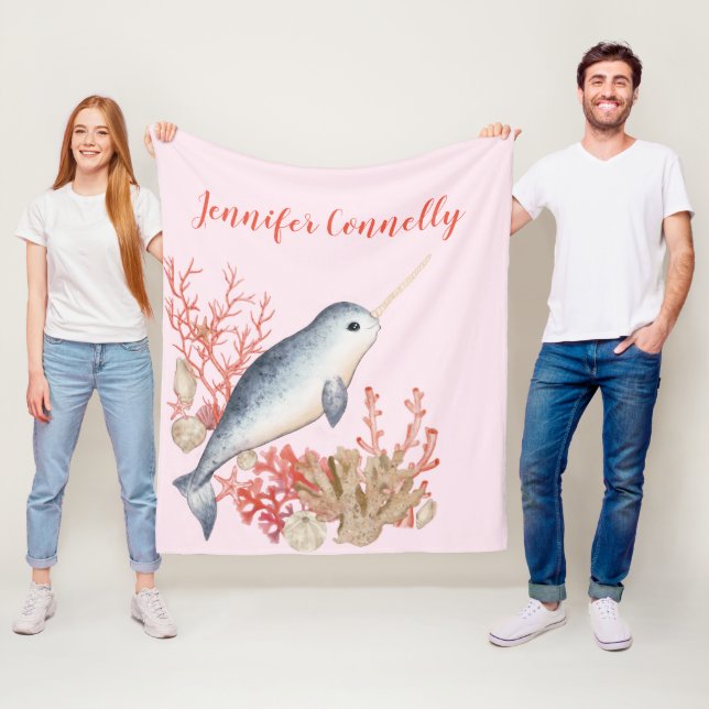 Cobertor De Velo Belo bebê oceânico Narwhal e conchas (In Situ)