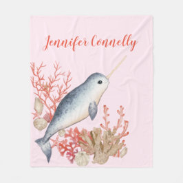 Cobertor De Velo Belo bebê oceânico Narwhal e conchas