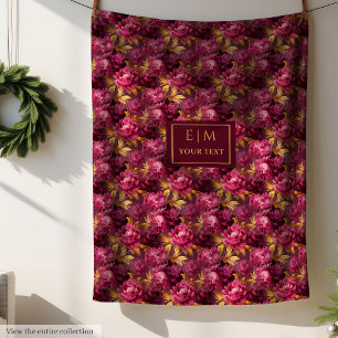 Cobertor De Velo Belo Blush Magenta Dourado Floral Watercolor Boho