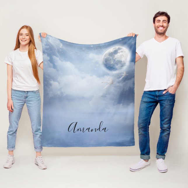 Cobertor De Velo Belo Céu Azul com Cisnes Voadoras (In Situ)