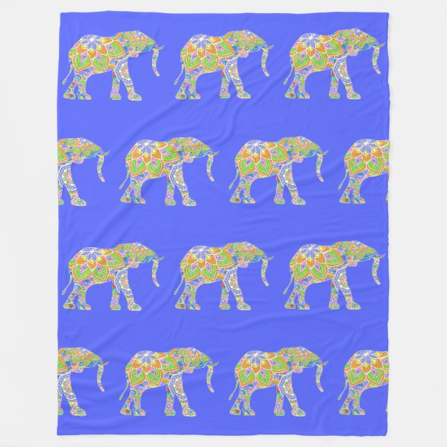 Cobertor De Velo Belo Elefante Mandala Design 2 (Frente)