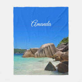 Cobertor De Velo Belo Mar Tropical com uma praia Rocky