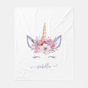 Cobertor De Velo Belo monocórnio rosto aquarela floral