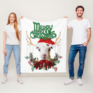 Cobertor De Velo Belo Natal LaMancha Goat Antlers e Wreath