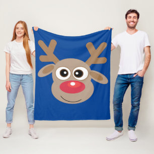 Cobertor De Velo Belo Natal Reindeon Diversão de Cartoon Azul