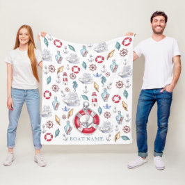 Cobertor De Velo Belo nome do barco náutico com aquarela
