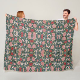 Cobertor De Velo Belo Padrão Floral Folhagem Flores Vermelho Rosa 