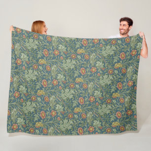 Cobertor De Velo Belo Padrão Floral William Morris Green Pink