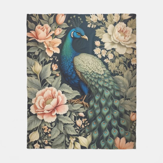 Cobertor De Velo Belo Peacock William Morris Inspirou Floral (Frente)