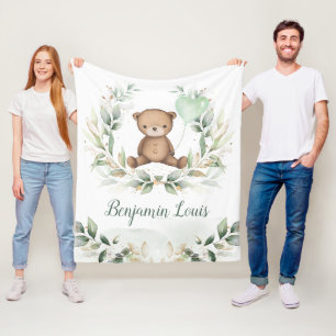 Cobertor De Velo Belo Urso Dourado Verde