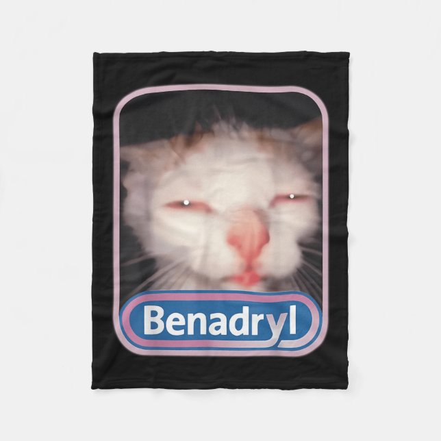 Cobertor De Velo Benadryl Meme Cat Benny Cute &amp; Engraçado (Frente)