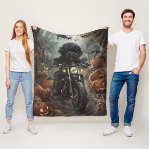 Cobertor De Velo Bernedoodle Andando de Motocicleta no Halloween As