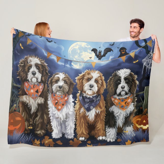 Cobertor De Velo Bernedoodle Halloween Assustador (In Situ)