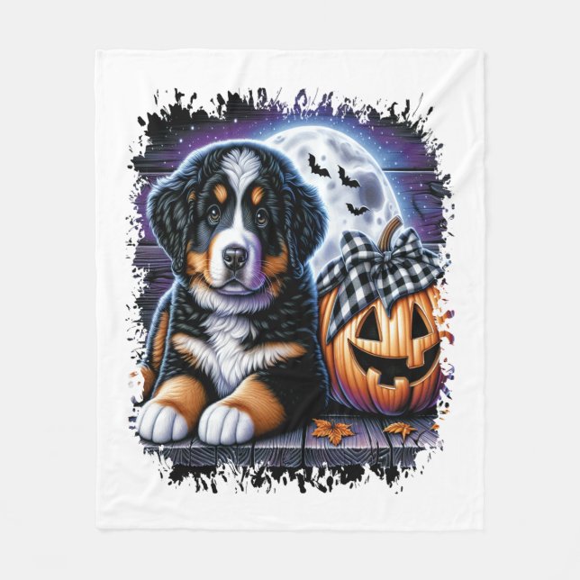 Cobertor De Velo Bernese Mountain Dog Halloween (Frente)