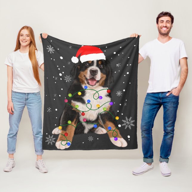 Cobertor De Velo Bernese Mountain Dog Ilumina Fama de Natal (In Situ)