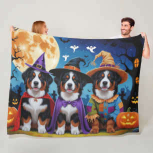 Cobertor De Velo Bernese Mountain Dogs Pumpkin Halloween Engraçado
