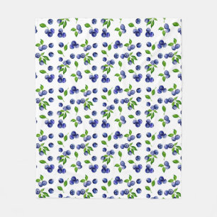 Cobertor De Velo Berries Blueberry Pattern Watercolor Vintage