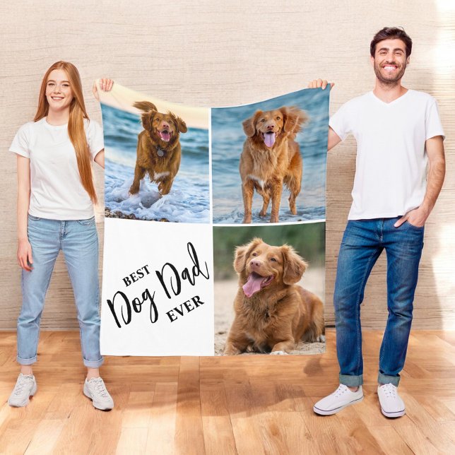 Cobertor De Velo Best Dog Dad Ever Dog Lover Photo Collage Pet (Criador carregado)