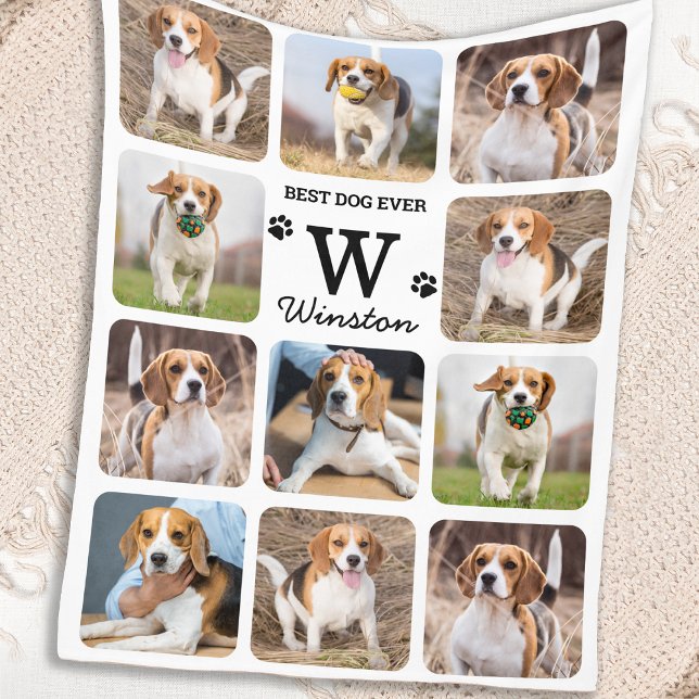 Cobertor De Velo Best Dog Ever Personalized Pet Photo Collage (Criador carregado)
