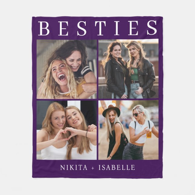 Cobertor De Velo Best Friends Purple Photo Collage Keepsake  (Frente)