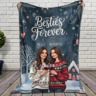 Cobertor De Velo Besties de Natal Personalizadas para Melhores Amig
