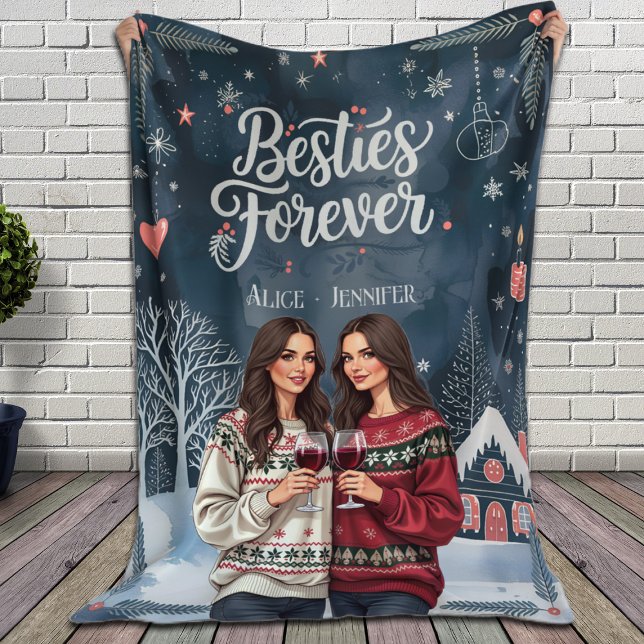 Cobertor De Velo Besties de Natal Personalizadas para Melhores Amig (Criador carregado)