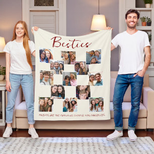 Cobertor De Velo Besties Foto Collage Cream Fleece Blanket