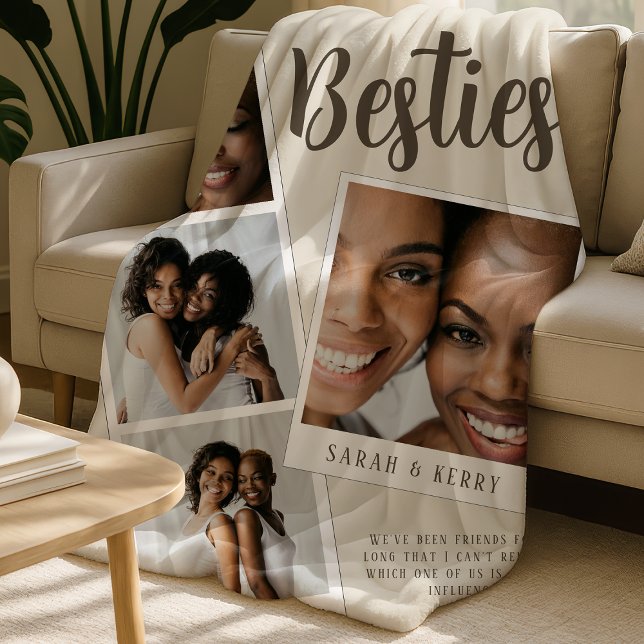 Cobertor De Velo Besties Photo Collage Cream Fleece Blanket (Criador carregado)