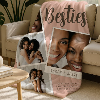 Cobertor De Velo Besties Photo Collage Pink Fleece Blanket