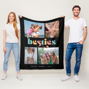 Cobertor De Velo Besties Retro 4 Fotografias Melhores Amigos Fleece