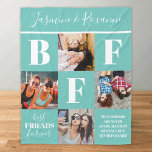 Cobertor De Velo BFF Besties Foto Collage Teal<br><div class="desc">Um cobertor de amizade moderno com 4 fotos de você e sua melhor,  um fundo teal que pode ser mudado para qualquer cor,  as letras "BFF",  as palavras "melhores amigos para sempre",  uma citação de verdadeiros amigos,  e seus nomes.</div>