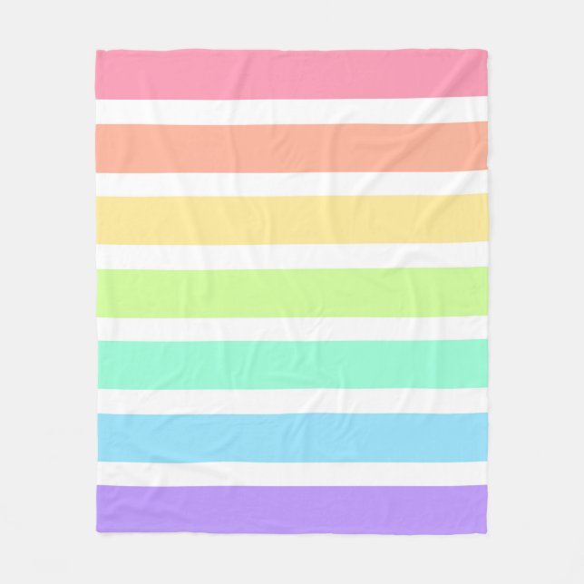 Cobertor De Velo Bibblegum arco-íris e listras brancas (Frente)