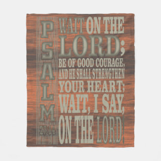 Cobertor De Velo Bible Verse Psalm 27;14 Wood Topped Wall Tapestry