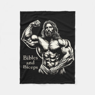 Cobertor De Velo Bibles And Biceps - Funny Bodybuilding Jesus Gym W