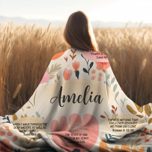 Cobertor De Velo Bíblia Floral Boho Versa Afirmação Com Nome