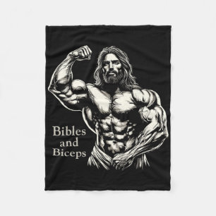 Cobertor De Velo Bíblias E Biceps - Funny Bodybuilding Jesus Gym W