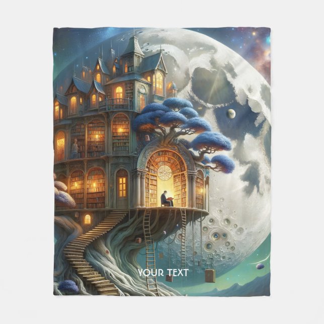 Cobertor De Velo Biblioteca da Lua de Menino Fantasy (Frente)
